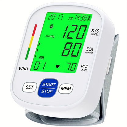 Wrist Blood Pressure Monitor with Backlit Display