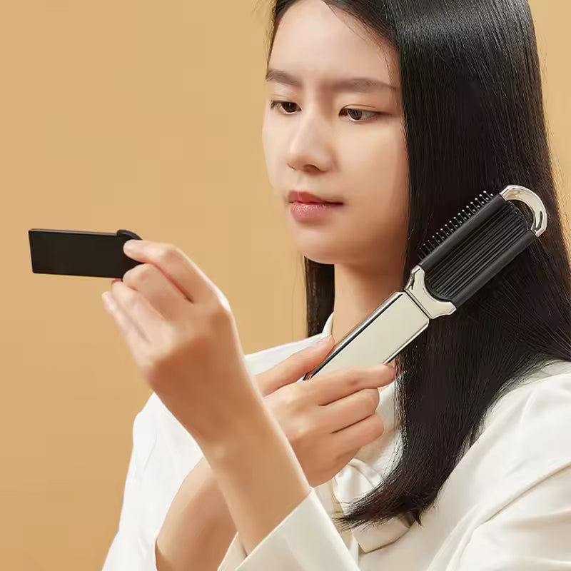Compact Hairbrush with Built-in Mirror