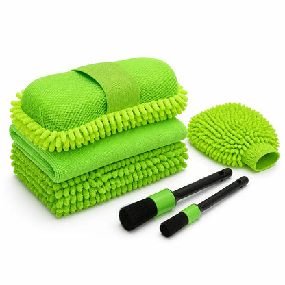Scratch-free, paint-friendly microfiber car wash set (sponge, towels & gloves)