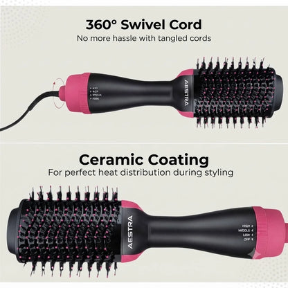 2-in-1 Hair Dryer Brush with Negative Ion Technology