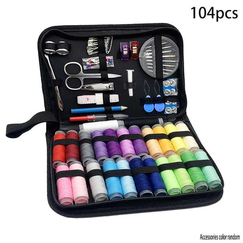 100-piece sewing kit in a case