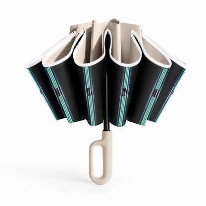 Automatic reversible windproof and reflective umbrella