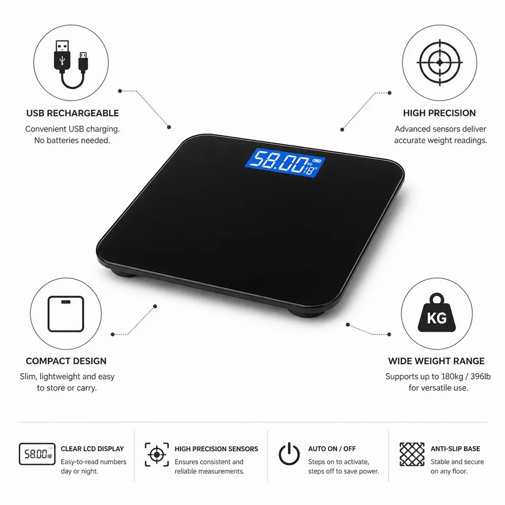 USB Rechargeable High-Precision Digital Body Scale