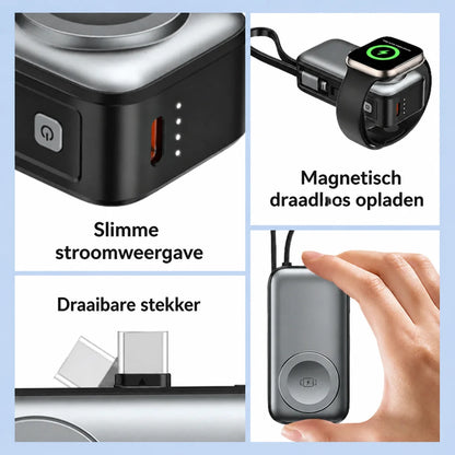 Magnetic 3-in-1 Power Bank with Wireless Charging