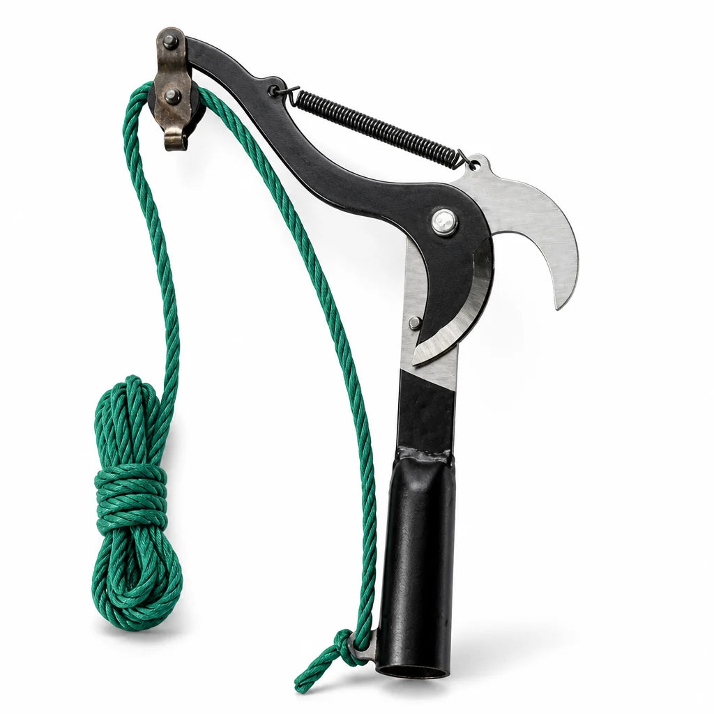 Cable-assisted, hardened carbon steel telescopic scissors (3.3 m reach)