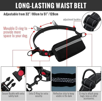FlowLeash Dog Leash with Shock Absorber & Hip Belt