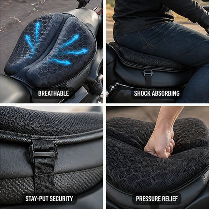 Shock-Absorbing Gel and Breathable Honeycomb Motorcycle Seat Cushion