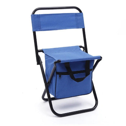 Folding chair with integrated cooler bag