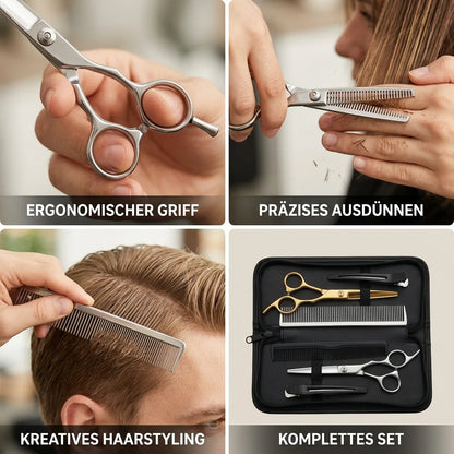 Stainless Steel Hair Scissors Set for Thinning and Cutting (Razor Comb & Case)