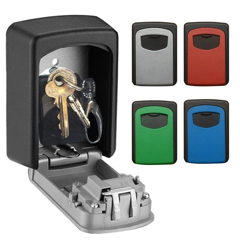 Wall-mounted key box with combination lock