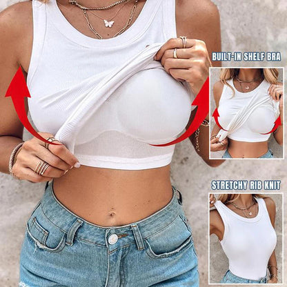 Ribbed Women's Tank Top with Built-in Bra