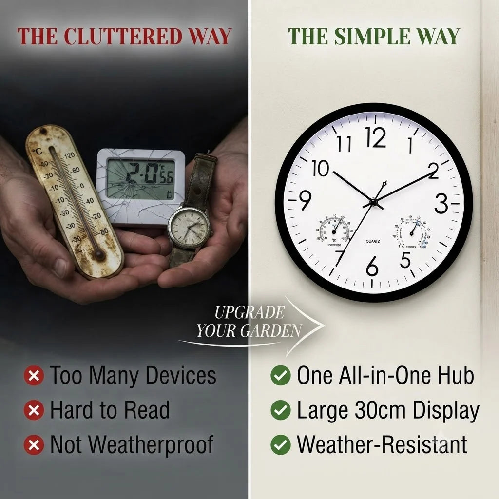 Outdoor clock with temperature and humidity display