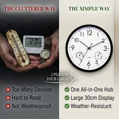 Outdoor clock with temperature and humidity display