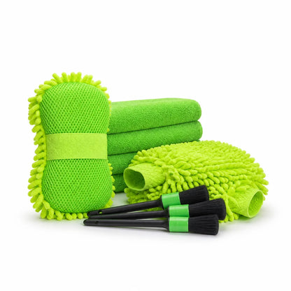 Scratch-free, paint-friendly microfiber car wash set (sponge, towels & gloves)