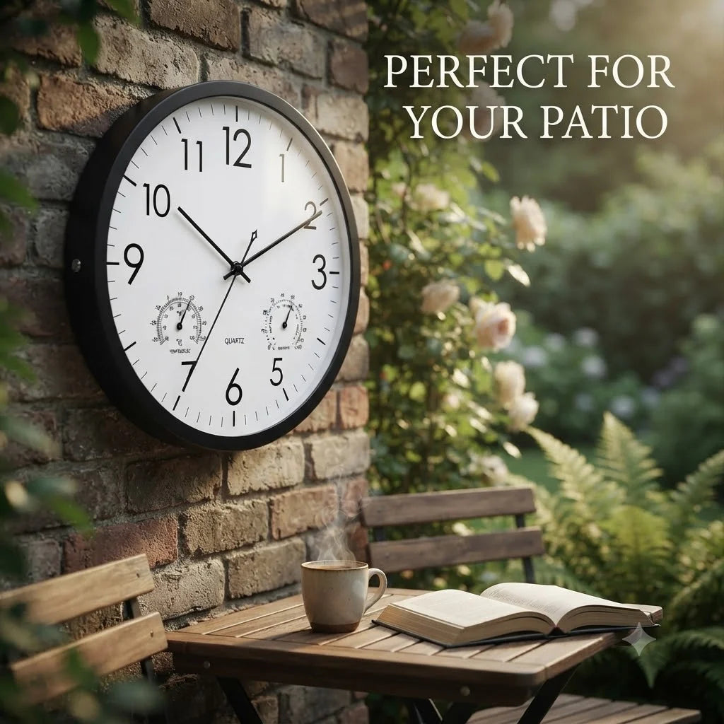 Outdoor clock with temperature and humidity display