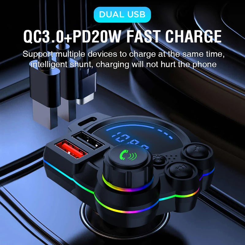 Car FM transmitter with dual USB charging function
