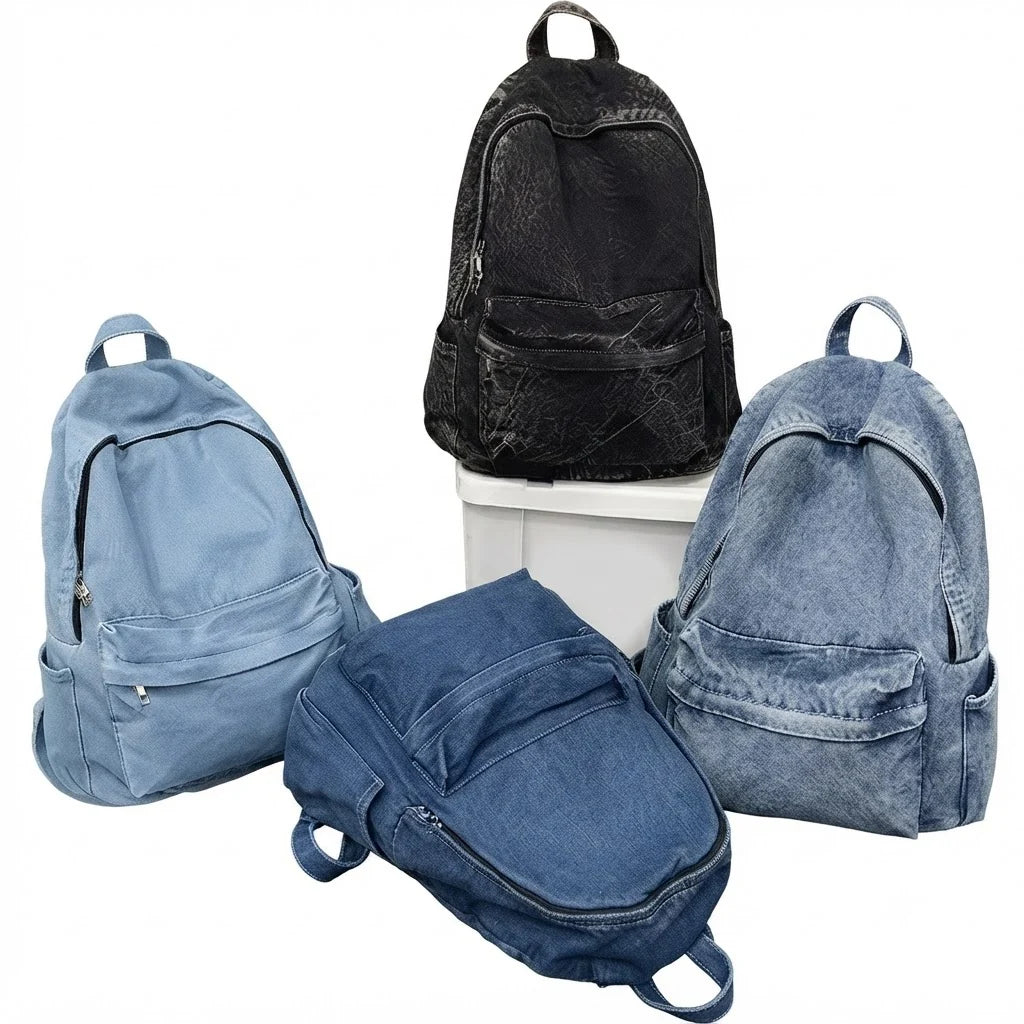 CanvasCruze™ Vintage Denim Backpack with Large Capacity
