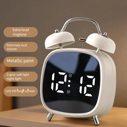 Digital alarm clock with classic twin bell