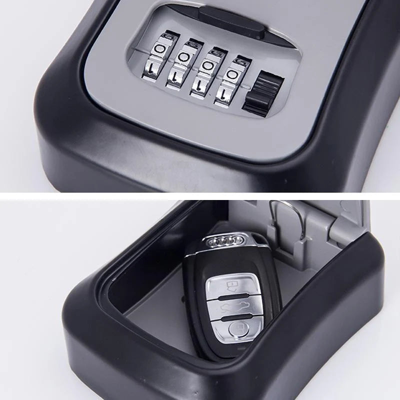 Wall-mounted key box with combination lock