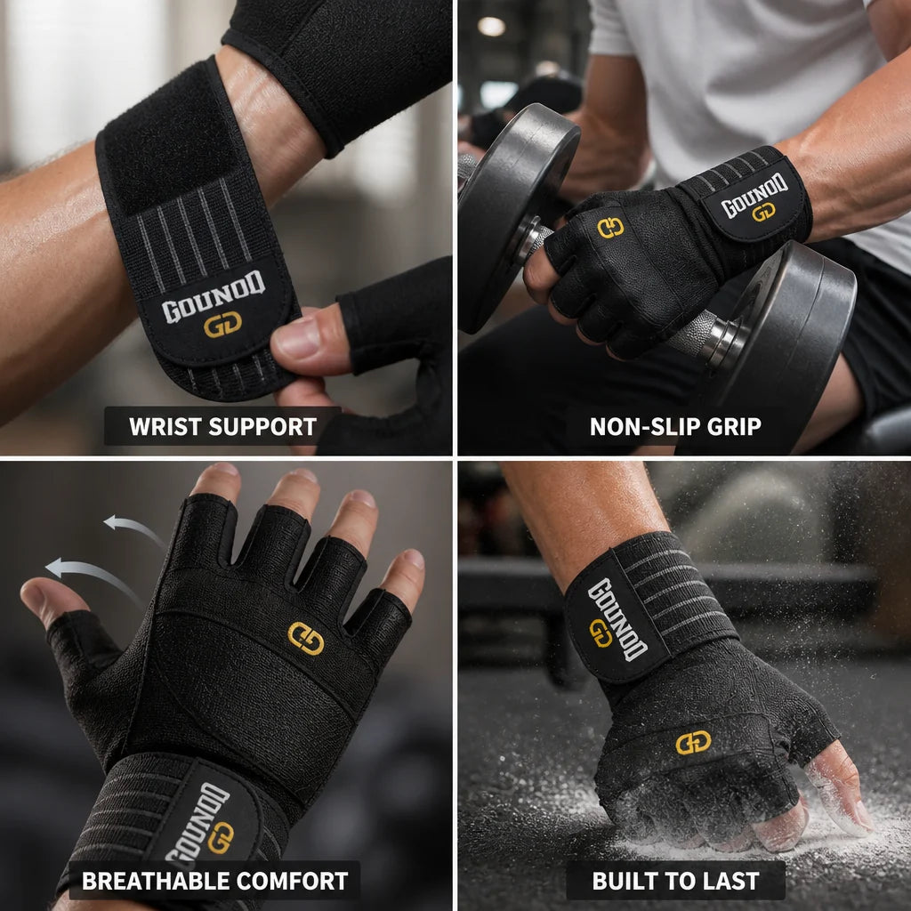Reinforced Wrist Support & Non-Slip Half-Finger Training Gloves