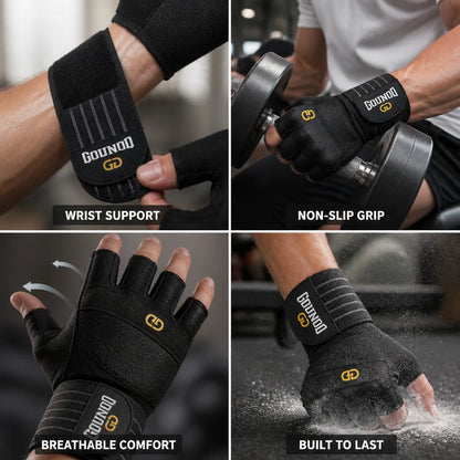 Reinforced Wrist Support & Non-Slip Half-Finger Training Gloves