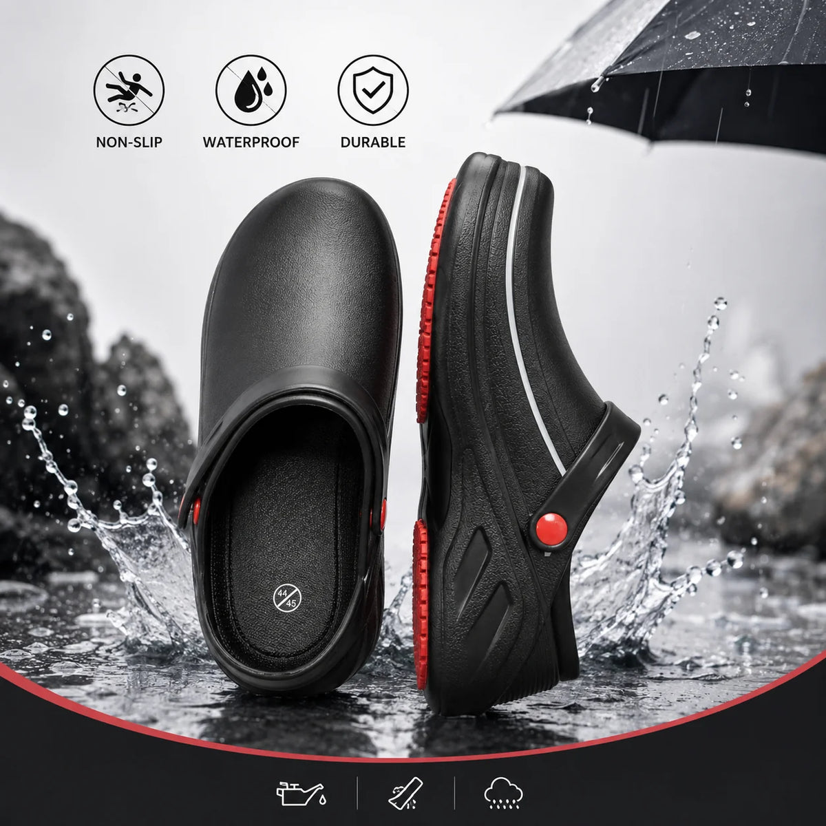 Waterproof, slip-resistant, oil-resistant work shoes