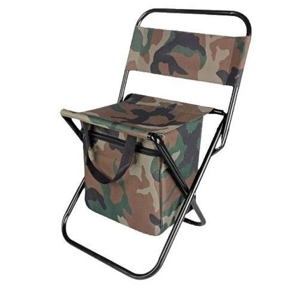 Folding chair with integrated cooler bag