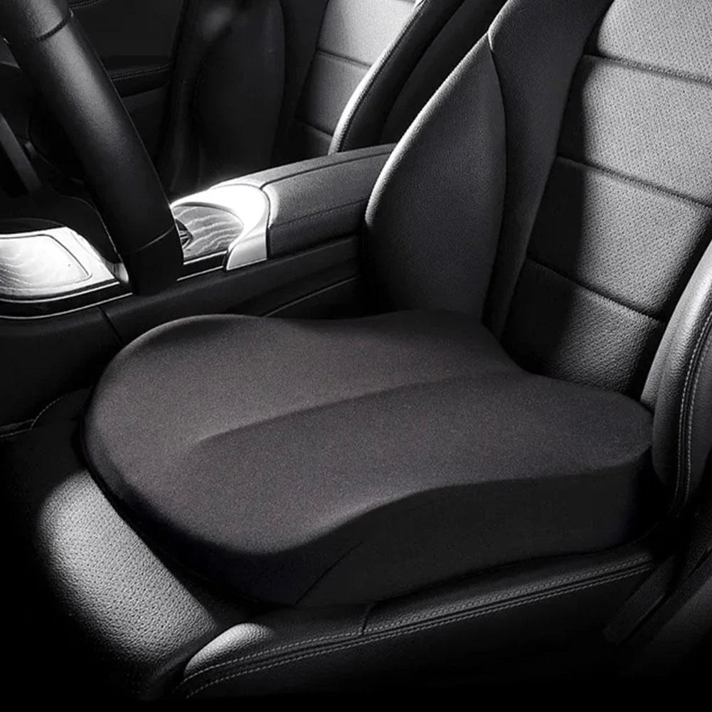 Car seat cushion with wedge shape and memory foam