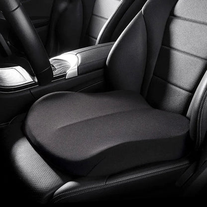 Car seat cushion with wedge shape and memory foam