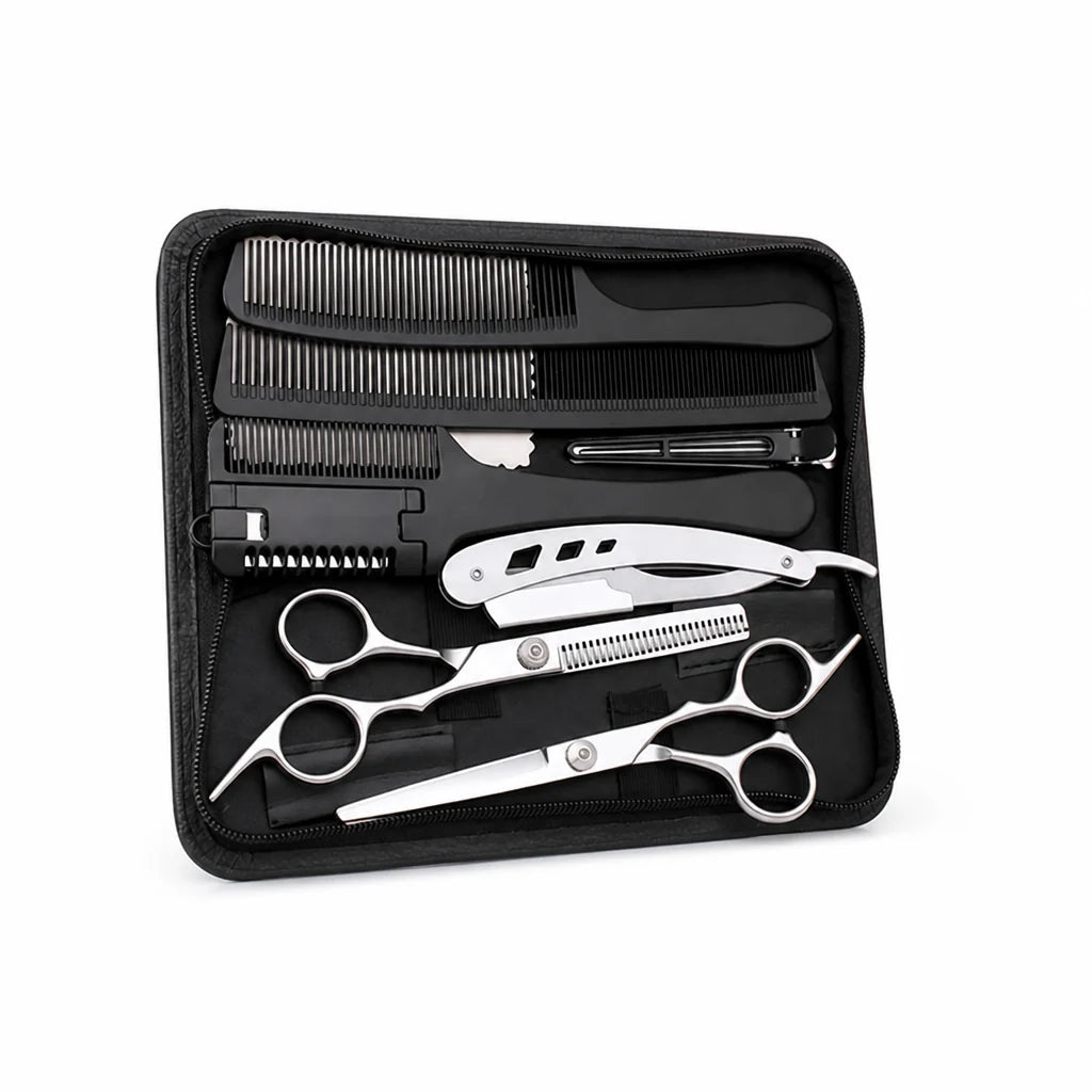 Stainless Steel Hair Scissors Set for Thinning and Cutting (Razor Comb & Case)