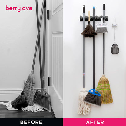 Wall-mounted broom holder