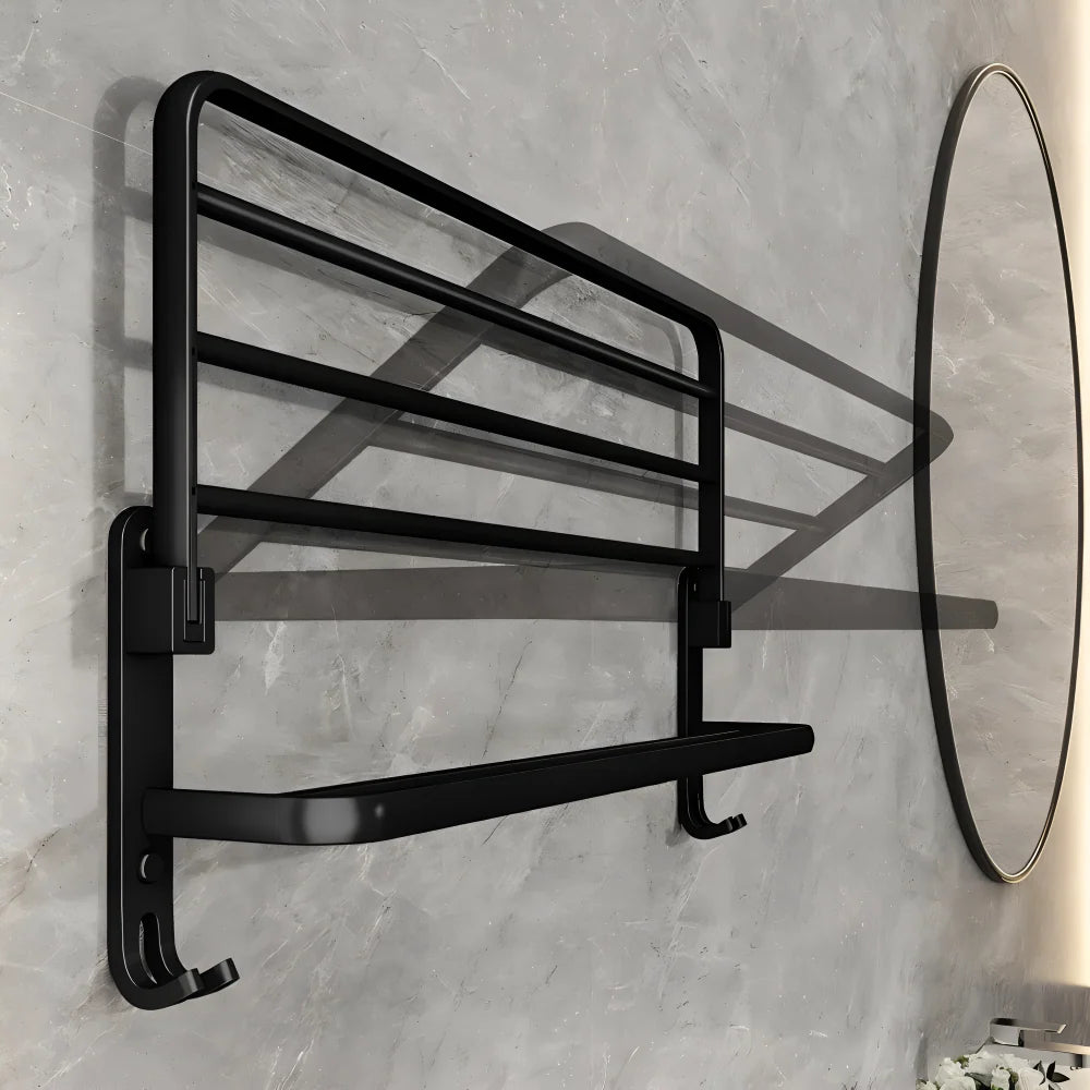 Towel Holder with Hook – 50 cm Black