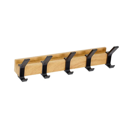Wall-mounted coat rack with adjustable double hooks