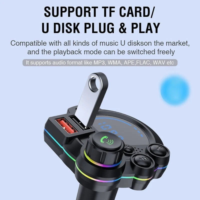 Car FM transmitter with dual USB charging function