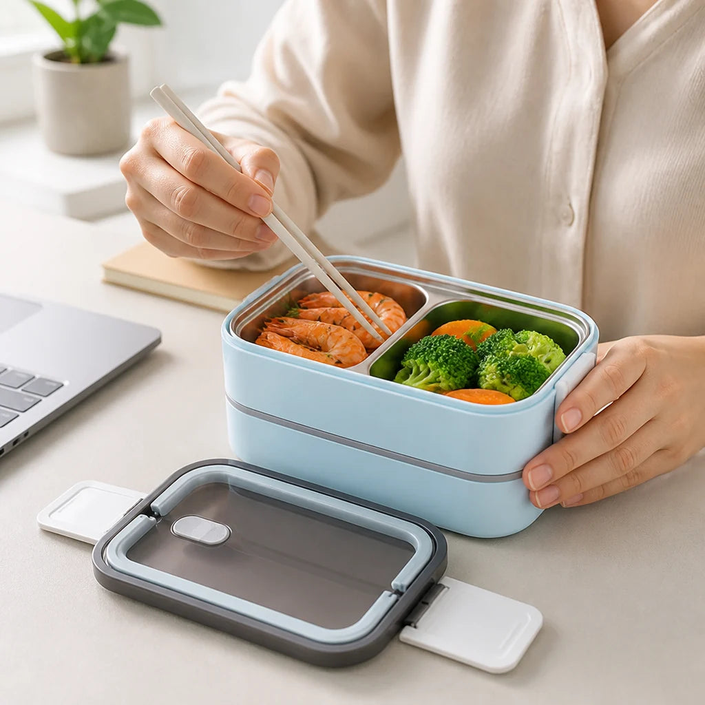 Stainless Steel Two-Layer Airtight Bento Lunch Box